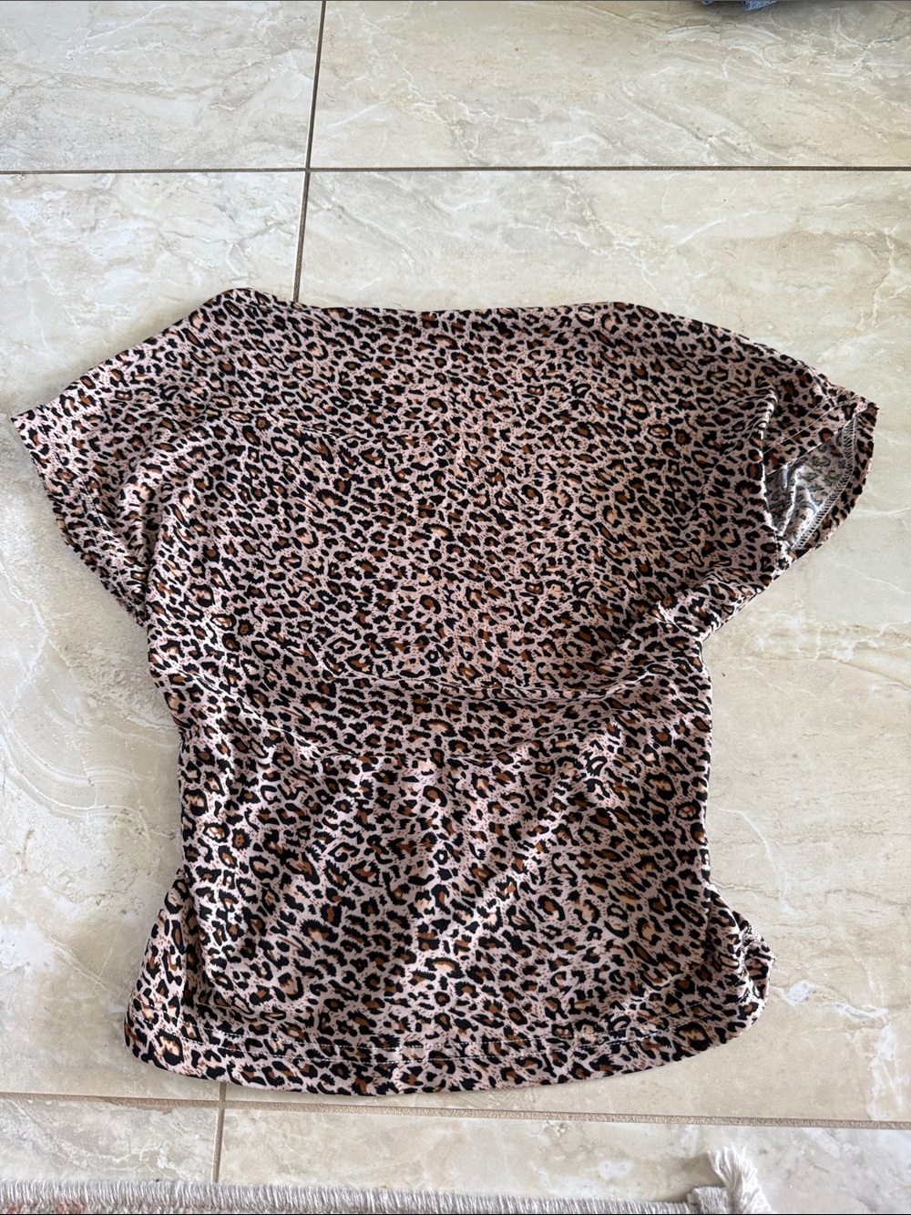 Leopard Print Short Sleeve Women's Top - Pink Brown